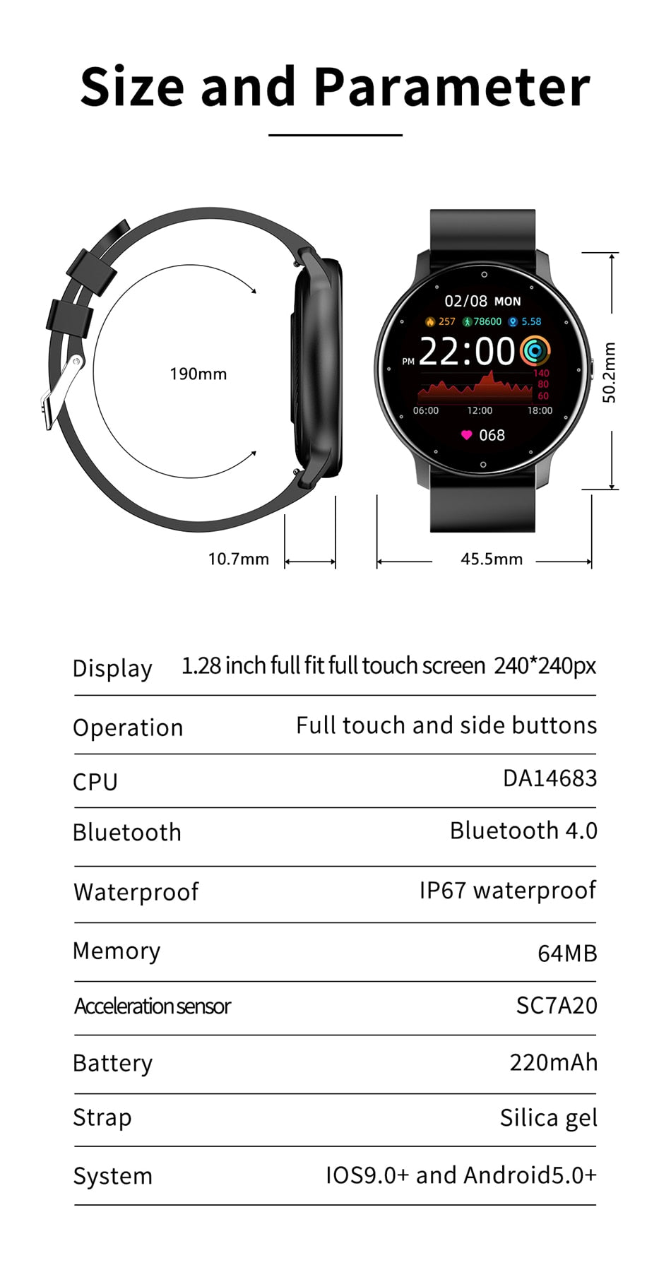 SmartWatch Sport Negro